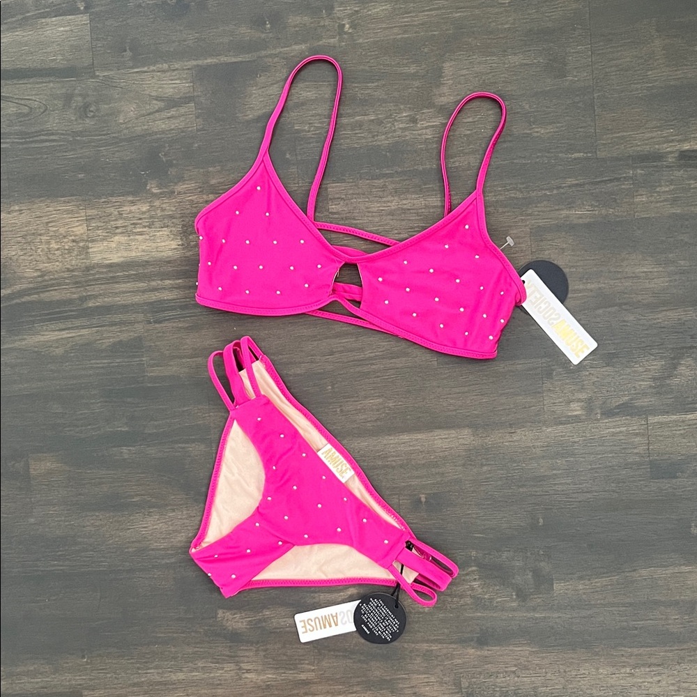 AMUSE SOCIETY BIKINI SET-HOT PINK